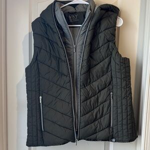 Marc New York Green Quilted Double Zip Vest with Hood